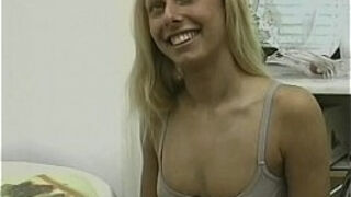 Skinny amateur girlfriend toying and cum on tits