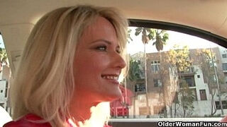 Blonde soccer milf takes cumshot