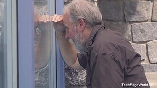 Old-n-Young&period;com - Candy Red - Ginger cutie drinks old sperm