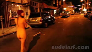Nude in San Francisco&colon; Short clip of girl walking streets naked late at night