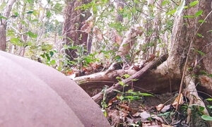 Indian outdoor desi Stepmom fucking with stepson big dick in forest. Telugu dirty talks.