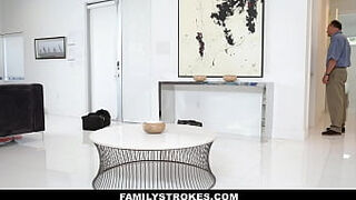 Latina stepmom with huge ass and big tits helps her stepson