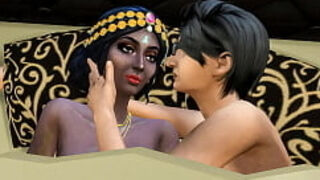 Indian step-mom share bed with step son in the hotel room because there was no other free one - Desi mature aunty