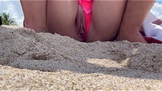 Italian Big Tits Milf Artemisia Love at the beach in Florida Flashing her juicy wet pussy and pissing fetish