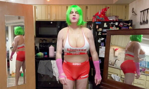 Sexy tranny models her new Hooters outfit