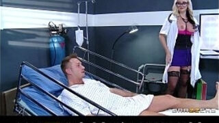 Dirty blonde Doctor Alena Croft helps her patient feel better