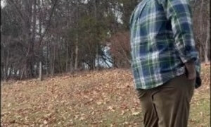 Outdoor winter Daddy pissing