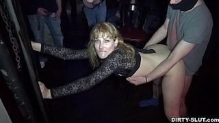 Naughty wife Nicole gangbanged by everybody at a club