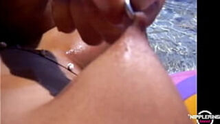 nippleringlover horny fucking outdoor in the sea by the beach pierced nipples and pussy