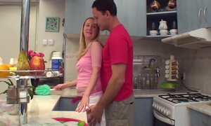 Blonde Milf Gets Cum On Tits In The Kitchen