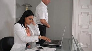 Office daydreamer fucks sexy secretary in the ass