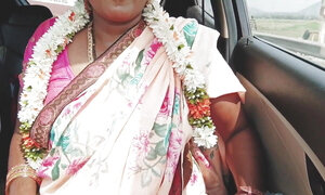 Indian Car Sex Telugu Saree Housewife Car Journey for Fucking with Husbend's Friend. Telugu Dirty Talks.