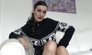 Blow Your Stepmother's Strap-on Cock and Rub Your Cock on the Norwegian Sweater Until You Cum Lady Victoria Valente