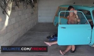 Intense sex in a garage with a busty cougar