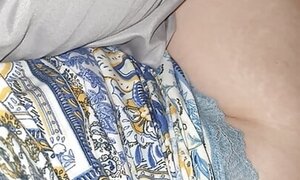 Step mom without panties sitting in bed with step son