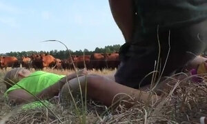 'Hot blonde wife fucked out in the pasture'