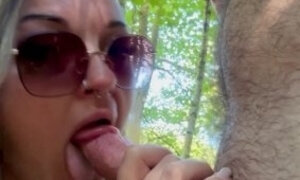 What a beautiful day to swallow cock in the woods