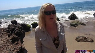 Fucking doggystyle on a public beach &lpar;POV&rpar; - Erin Electra