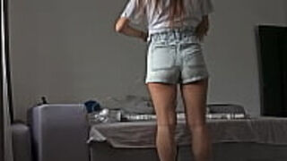 Mature Wife Fucks Her Husband's Friend After Cleaning The Room&comma; Not Yet Her Husband Sees&period; Real Cheating