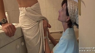 French seduces young guy with big cock and gets analyzed