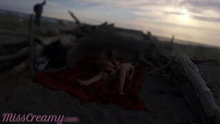 Strangers caught my wife touching and masturbating my cock on a public nude beach with cumshot - MissCreamy