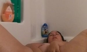 'Babygirl gets horny in the tub masturbates with water'