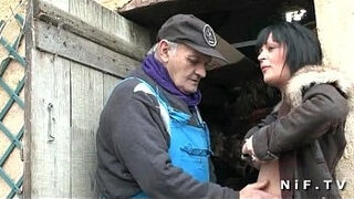 French papy doing a busty milf with a young friend