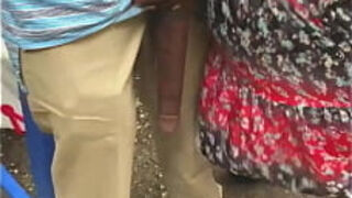 Huge&excl; Big Black Dick Flash in Public Bus Stop