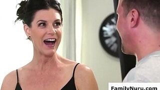 Stepmom sexy oil wet dick massage