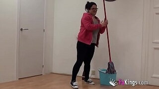 Cleaning lady was tidying up our studios&comma; but Julius was waiting for her