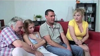 Foursome sex with busty granny