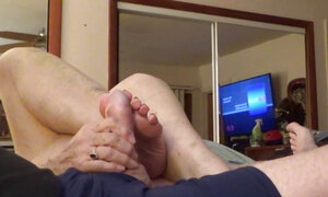Best Hand & Foot Job Ever Lots of Cum On Mature High Arched Feet JOI