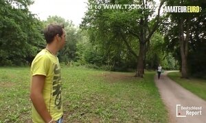 Chubby German Girl Gets Her Pussy Fucked Hard Outdoor