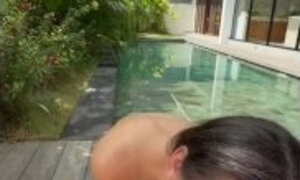 Swimming Pool Blowjob from Real Stepsister