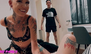 Two tattooed bitches have their assholes destroyed during wild threesome