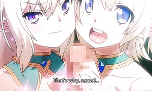 Hentai 'Sukebe Elf Tanbouki', Ep. 2: Busty Blonde Elf-twins & Their Lusty Mother Enjoy Kuz's Cock